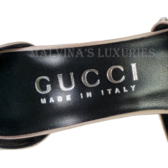 GUCCI SHOES CRYSTAL EMBELLISHED SATIN HIGH HEEL SANDALS sz 39 9 - Picture 12 of 15